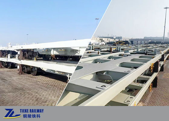 1000mm Demiryolu Ölçer Konteyner Düz Vagon Ödeme Yükü 55 Ton AAR Havalı Fren Vagonu